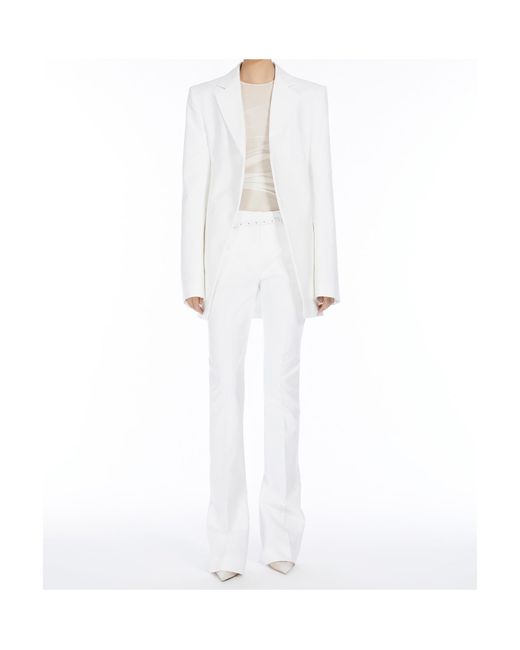 Sportmax White Aster Single-Breasted Long-Sleeved Jacket