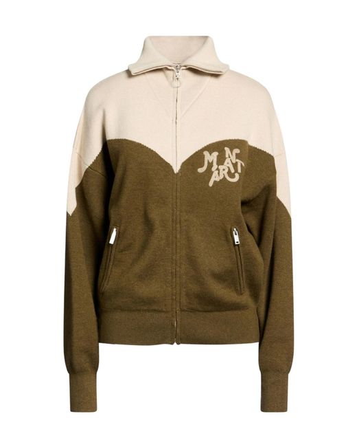 Isabel Marant Green Two-Tone Knit Coat