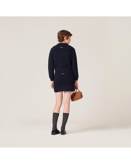 Miu Miu Blue Wool Miniskirt