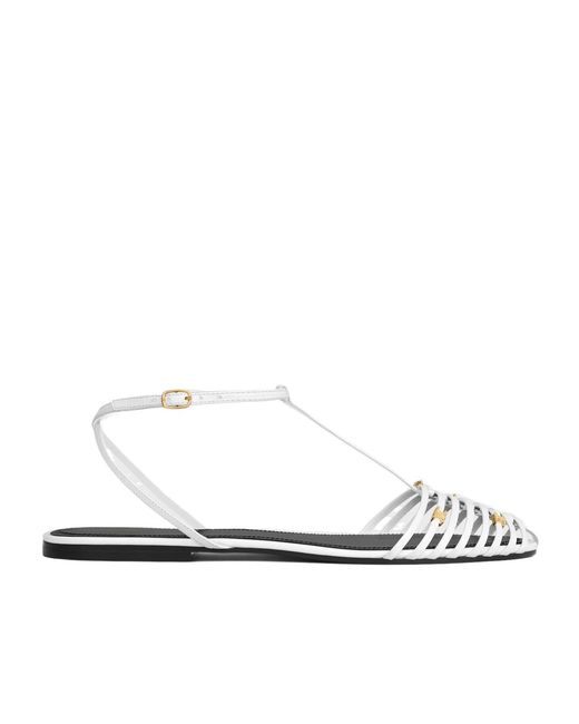 Céline White Cage Flat Sandal