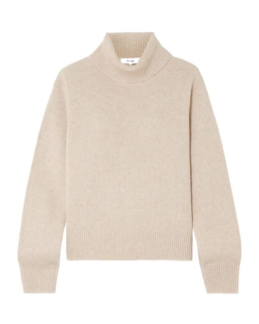 FRAME Natural Ribbed Turtleneck Sweater