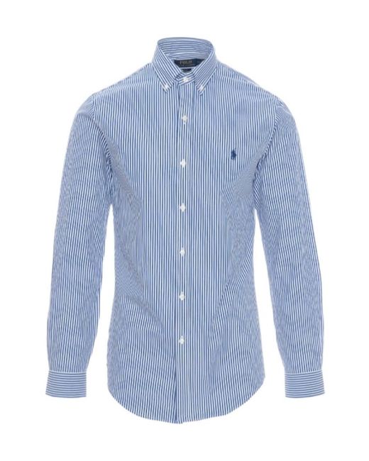 Polo Ralph Lauren Blue Polo Pony Embroidered Buttoned Shirt for men