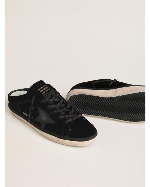 Golden Goose Deluxe Brand Black Superstar Lace-Up Velvet Sabots