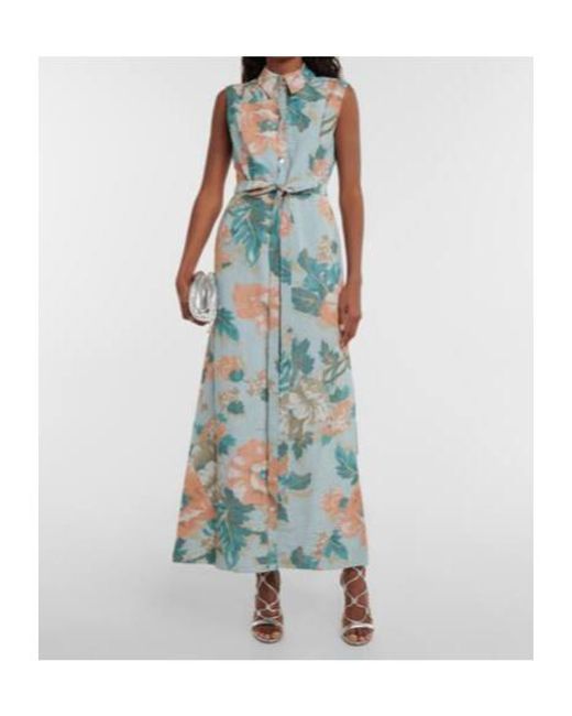 Erdem Blue Mona Floral Cutout Midi Dress