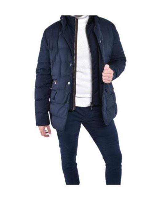 Moorer Blue Quilted Long-Sleeved Casual Jacket for men