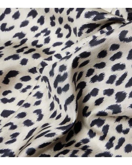 Nili Lotan Gray Leopard Print Silk Scarf