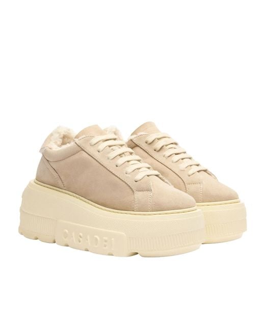 Casadei Natural Alpsenales Nexus Platform Shearling Sneakers