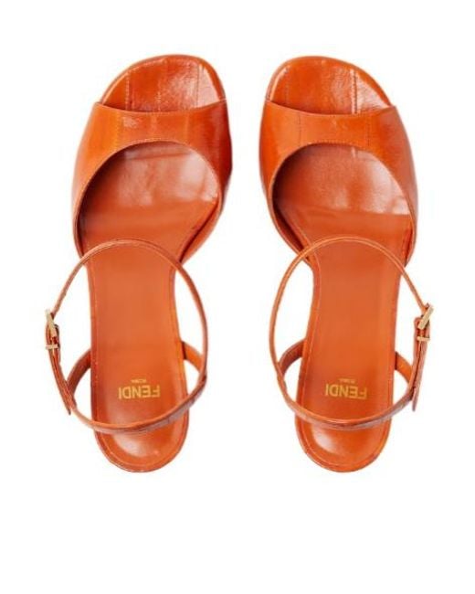 Fendi Orange Arco Platform Heeled Sandals
