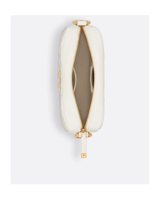 Dior White Small Caro Top Handle Camera Bag