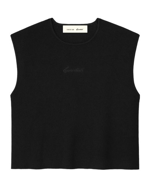 Fear Of God Black Signature Rib Knit Cropped Top