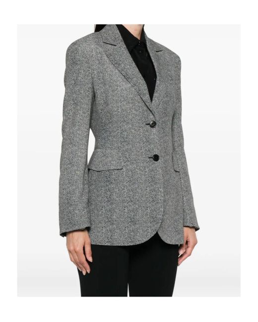 Ermanno Scervino Gray Herringbone Single Breasted Blazer
