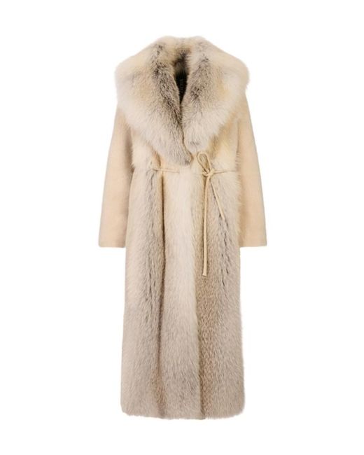 Blancha Natural Long-Sleeved Fur Coat