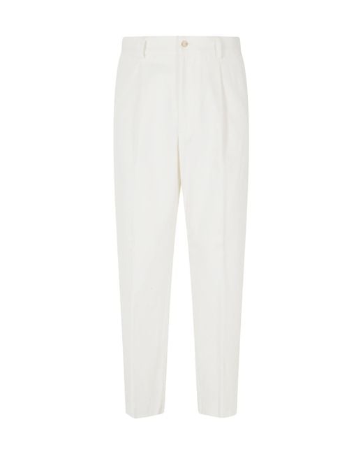 Eleventy White Casual Pants With Belt Loops for men