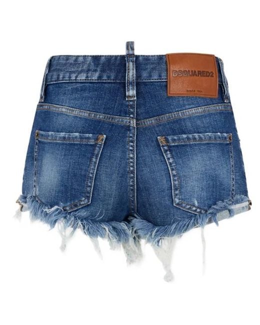DSquared² Blue Medium Wash Trucker Hot Shorts