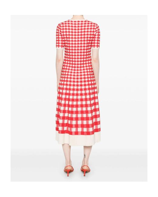 Joseph Red Vichy Checked Midi Dress