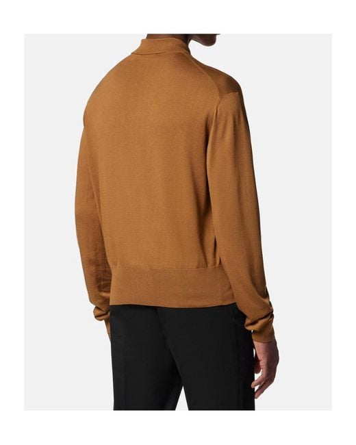 Versace Brown Collared Button-Up Cardigan for men
