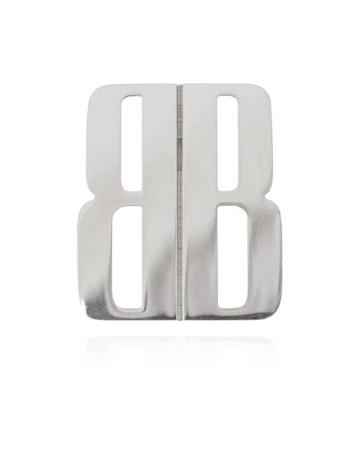 Balenciaga White Bb Logo Earrings