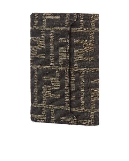 Fendi Gray Logo Monogram Bi-Fold Wallet for men