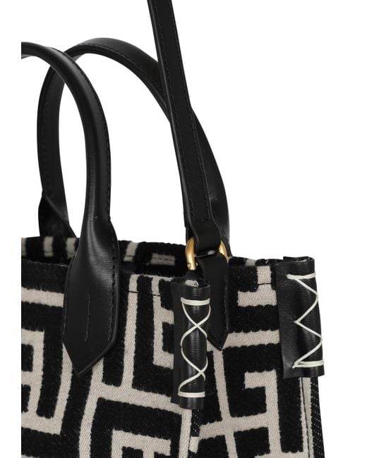Balmain Black Small B-army Monogram Jacquard Shopper Tote Bag