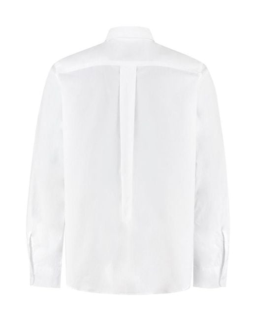 KENZO White Long-Sleeved Cotton Shirt for men