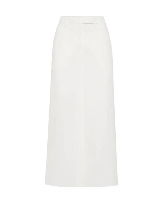 Brunello Cucinelli White High-Waisted Tailored Maxi Skirt