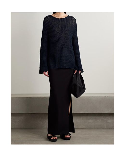 Khaite Blue Elowen Open-Knit Sweater
