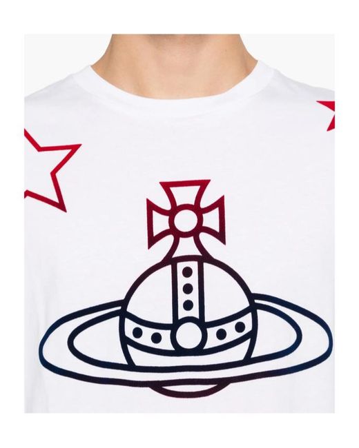 Vivienne Westwood White Orb And Stars Classic T-Shirt for men