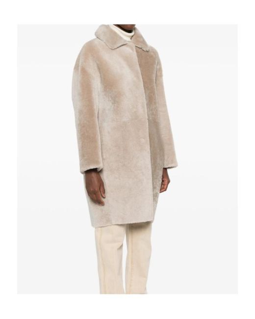 Manzoni 24 Natural Single-Breasted Long-Sleeve Coat