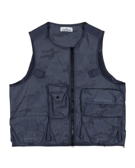 Stone Island Blue Zipper Vest for men