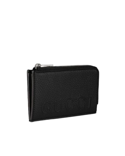 Gucci Black Zip Card Case With Logo for men