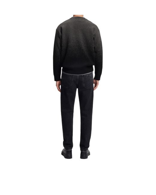Boss Black Gradient Speckle Crew Neck Knit Sweater for men