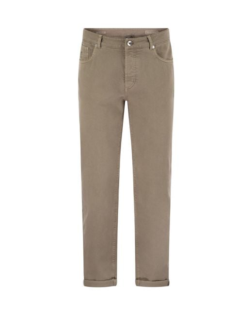 Brunello Cucinelli Gray Logo Patch Straight-Leg Jeans for men