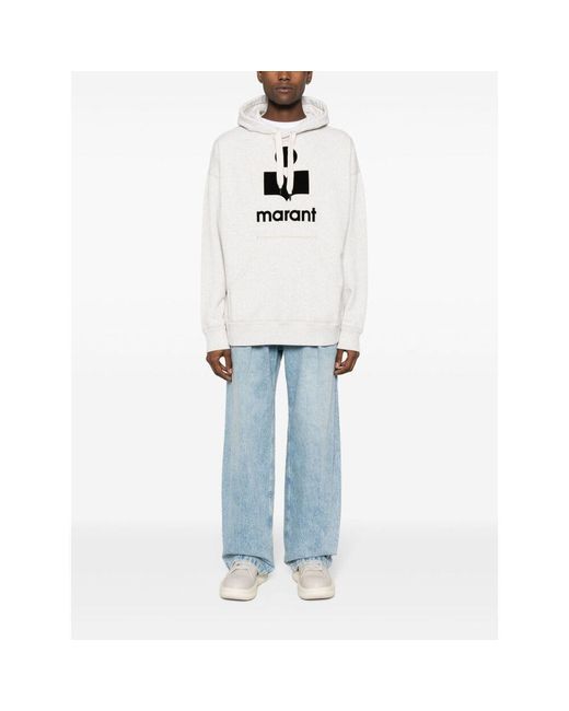 Isabel Marant White Miley Logo Flocked Hoodie for men