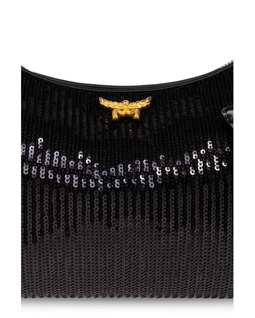 MCM Black Sequined Shoulder Bag