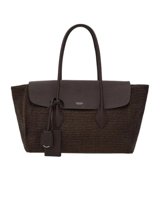 Ferragamo Black East-West Tote Bag (L)