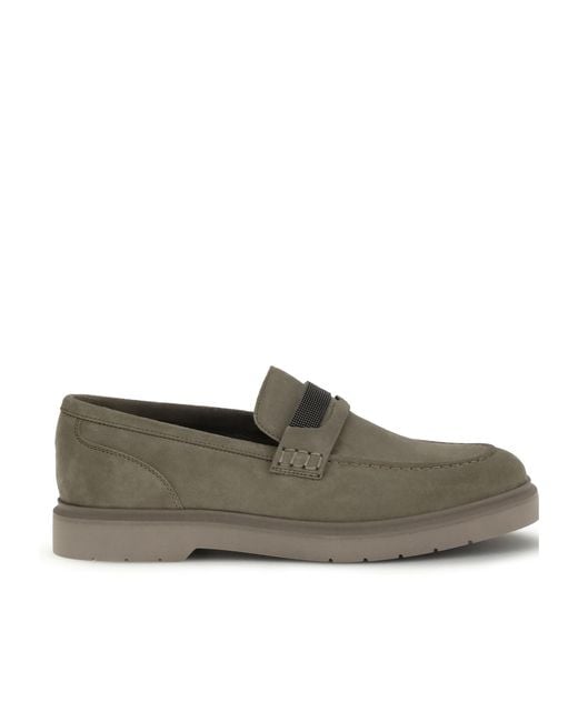 Brunello Cucinelli Green Embellished Almond Toe Loafers