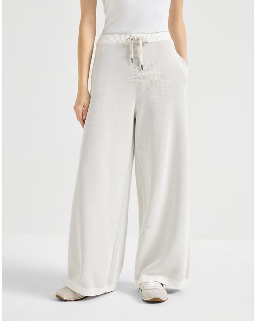 Brunello Cucinelli White Drawstring Palazzo Pants