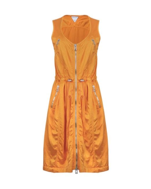 Bottega Veneta Orange Lightweight Zipped Puffball Dress