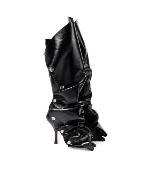Y. Project Black Snap 100 Leather Knee-High Boots