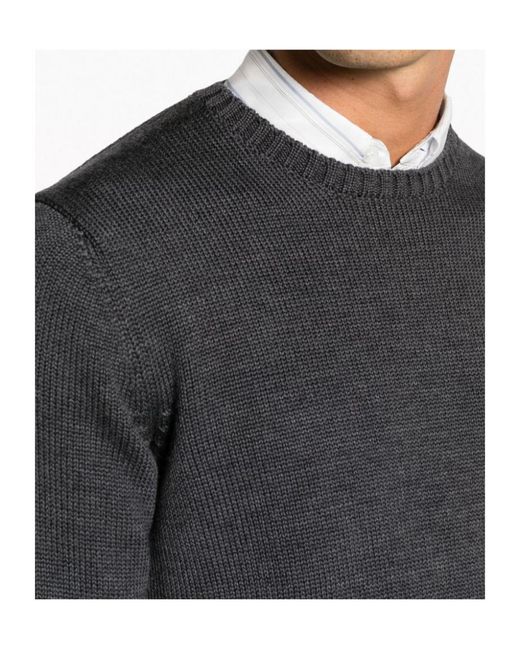 Zanone Gray Ribbed Virgin Wool Jumper for men