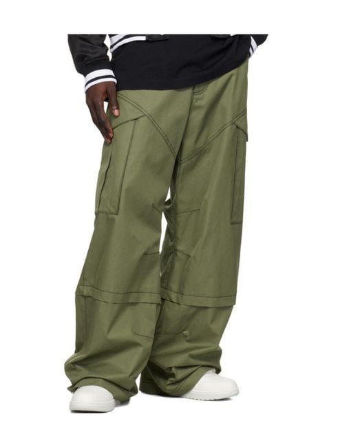 Off-White c/o Virgil Abloh Green Logo Embroidered Straight Leg Pants for men