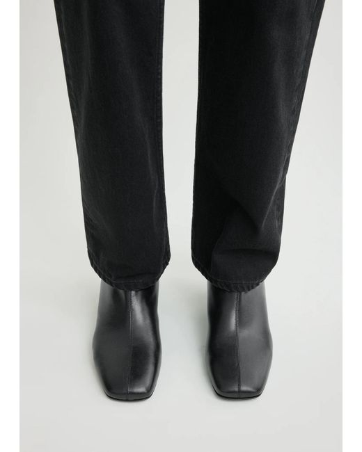 Totême  Black Rear-Zip Square-Toe Boots