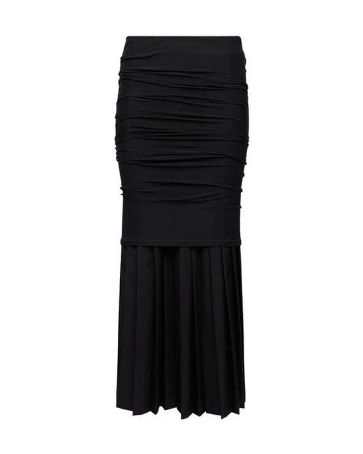 MM6 by Maison Margiela Black Pleated Skirt With Textured Ruching