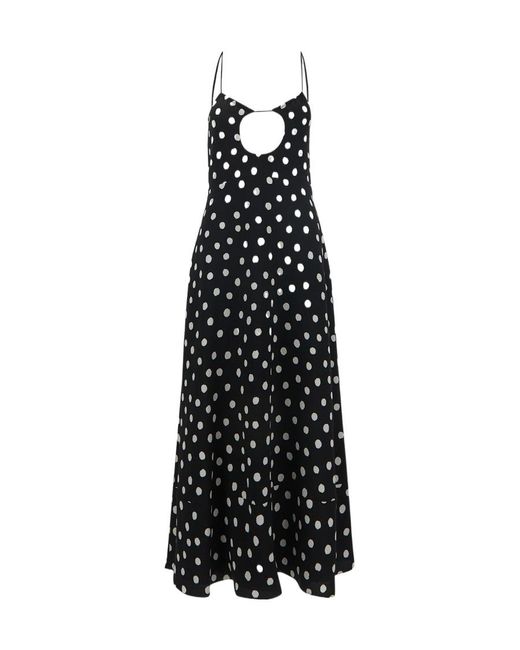 Saint Laurent Black Polka Dot Printed Slip Dress