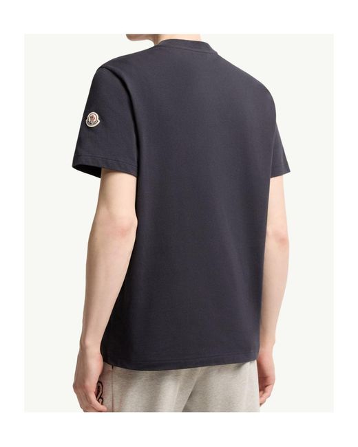 Moncler Black Cotton Jersey T-Shirt With Denim Pocket for men