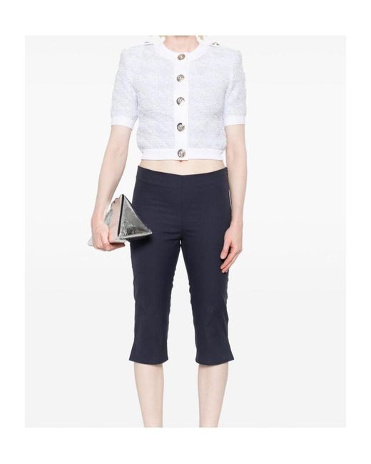 Balmain White Short-Sleeve Tweed Cardigan