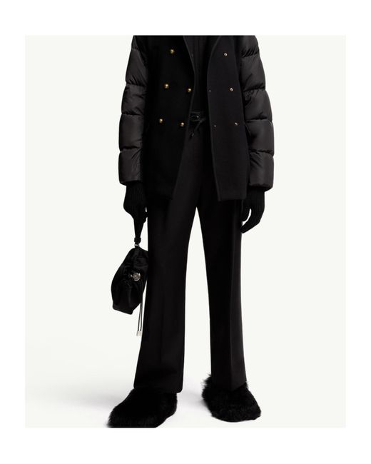 Moncler Black Wool Gabardine Tailored Trousers