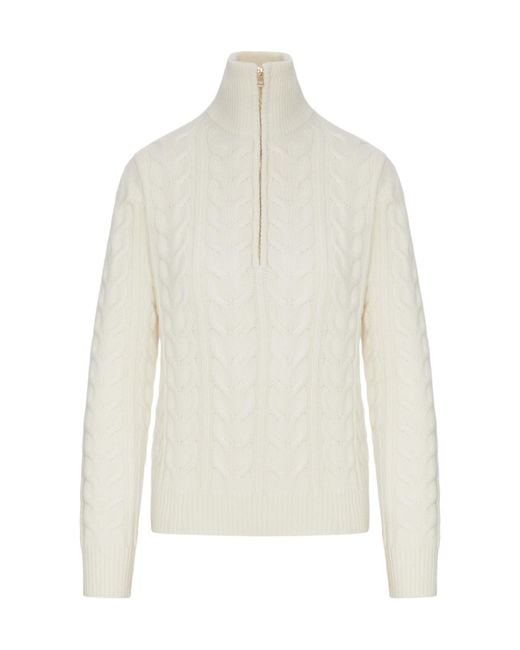 Max Mara White Turtleneck Knit Top