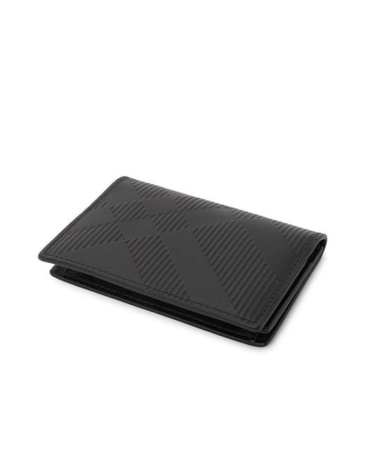 Burberry Black Check Pattern Bi-Fold Wallet for men