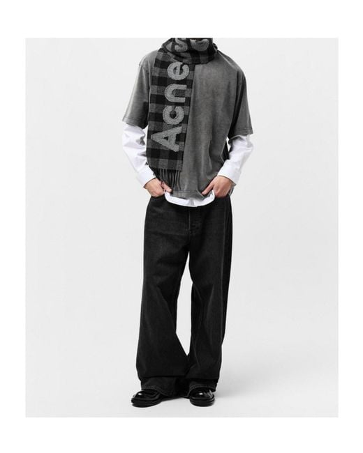 Acne Black Plaid Scarf for men